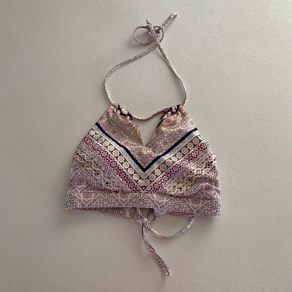 Athleta Printed Halter Swim Top Small | Adjustable Boho Bikini Top Summer Beachw - Picture 1 of 8